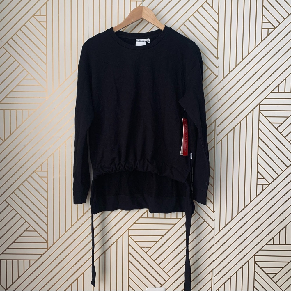 Good American NWT Ruched Hem High / Low Sweatshirt cinched hem S / size 1 modal